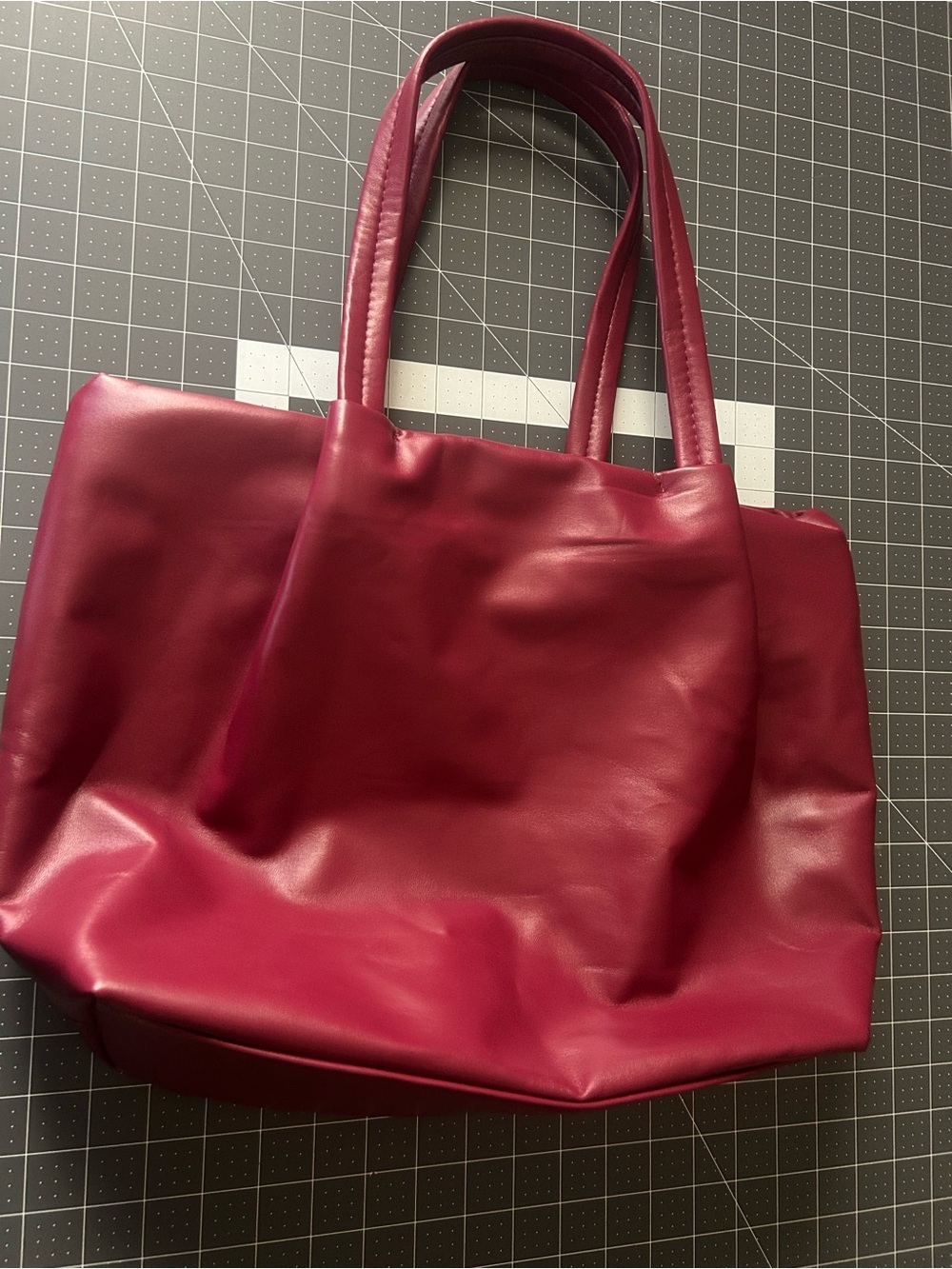 Neiman Marcus Wine Faux Leather Tote